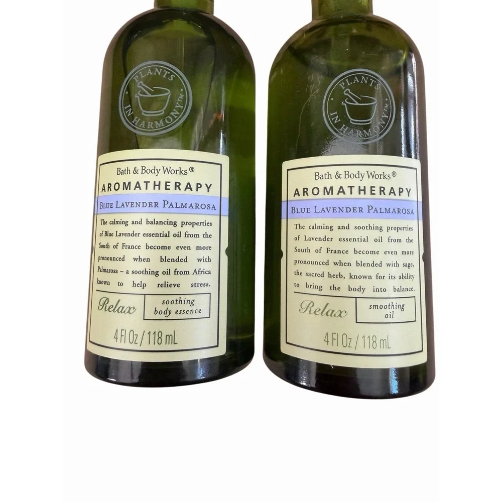 2 Bath & Body Works Aromatherapy Blue Lavender Palmarosa Smoothing Oil Essence